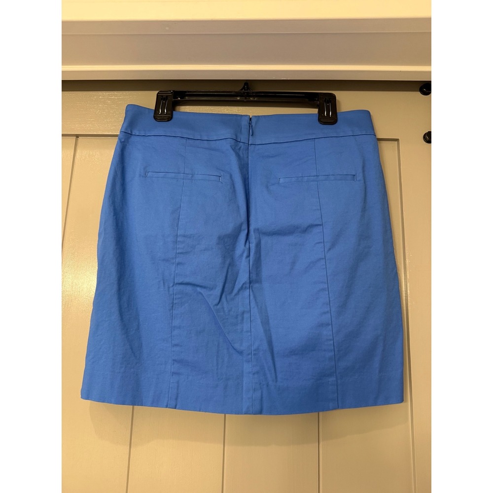 Ann Taylor Madison Skirt‎ Blue Cotton Blend Flat Front Pockets Womens Size 10 - Picture 3 of 9